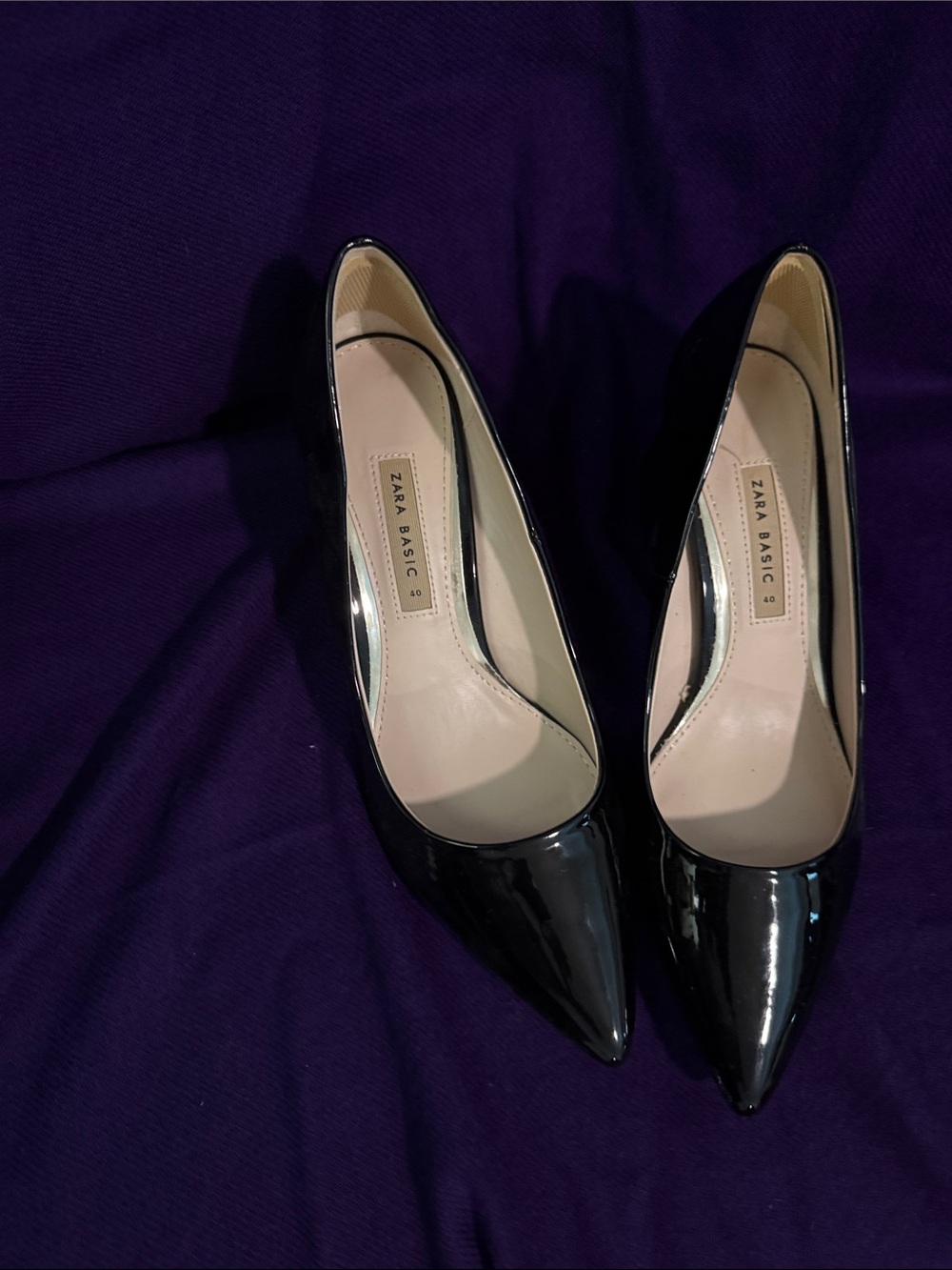 Zara Black Patent Pointed Pumps